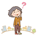 町を徘徊するおばあちゃんのイラスト