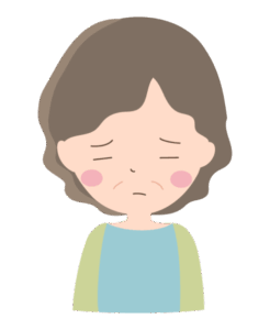 悲しい表情のおばあちゃんのイラスト