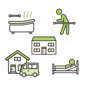 施設・浴室・手すり・送迎・ベッドのイラスト