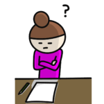 難問を前に腕組みして考え込む女性のイラスト