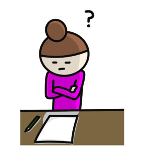 難問を前に腕組みして考え込む女性のイラスト