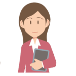 資料を持ったスーツ姿の女性のイラスト