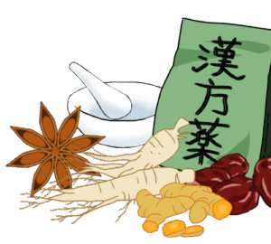 漢方薬の材料と道具のイラスト