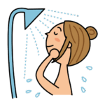 シャワーを浴びる女性のイラスト