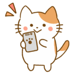 スマホをチェックする猫のイラスト