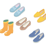 長靴、パンプスなど5種類の靴のイラスト