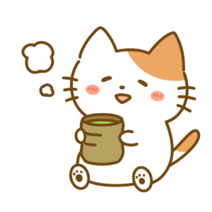 緑茶を飲む猫のイラスト