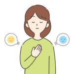 冷静に自分の感情をチェックする女性のイラスト