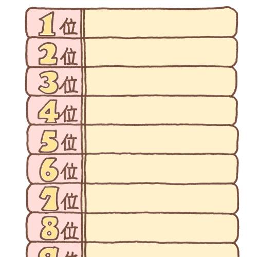 1位から8位までの順位表のイラスト