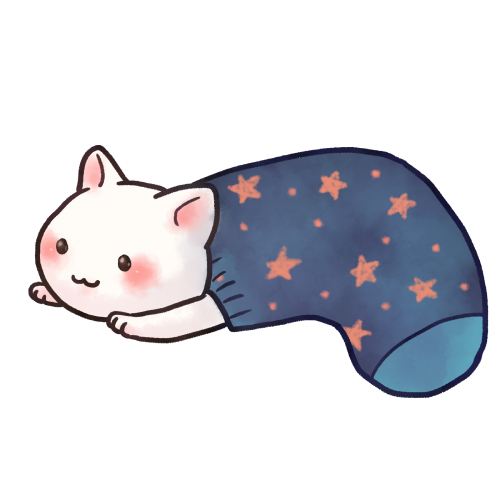 大きい靴下に体半分入った猫のイラスト